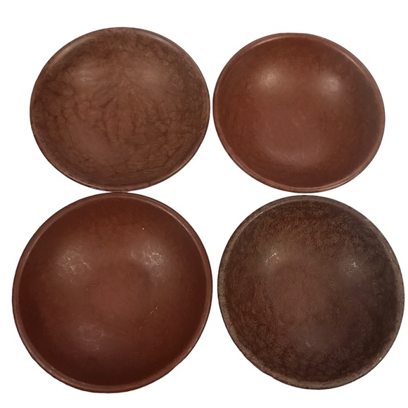 4 Vintage Faux Burl Wood Brown 2 Boltalite 2 Hunter Melamine 8" Bowl MCM USA - Picture 2 of 12